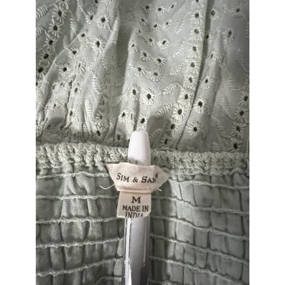 Sin & sam Sleeveless Tiered Dress In Cotton Eyelet mint green SZ M - Picture 10 of 11